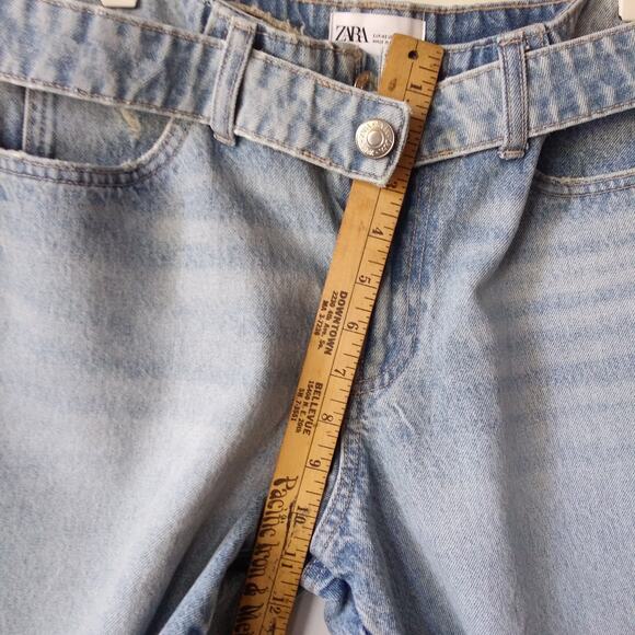 Zara 10 High Rise Denim Shorts with Belt Belted Light Wash Mom Jean Cuttoffs - Picture 10 of 11